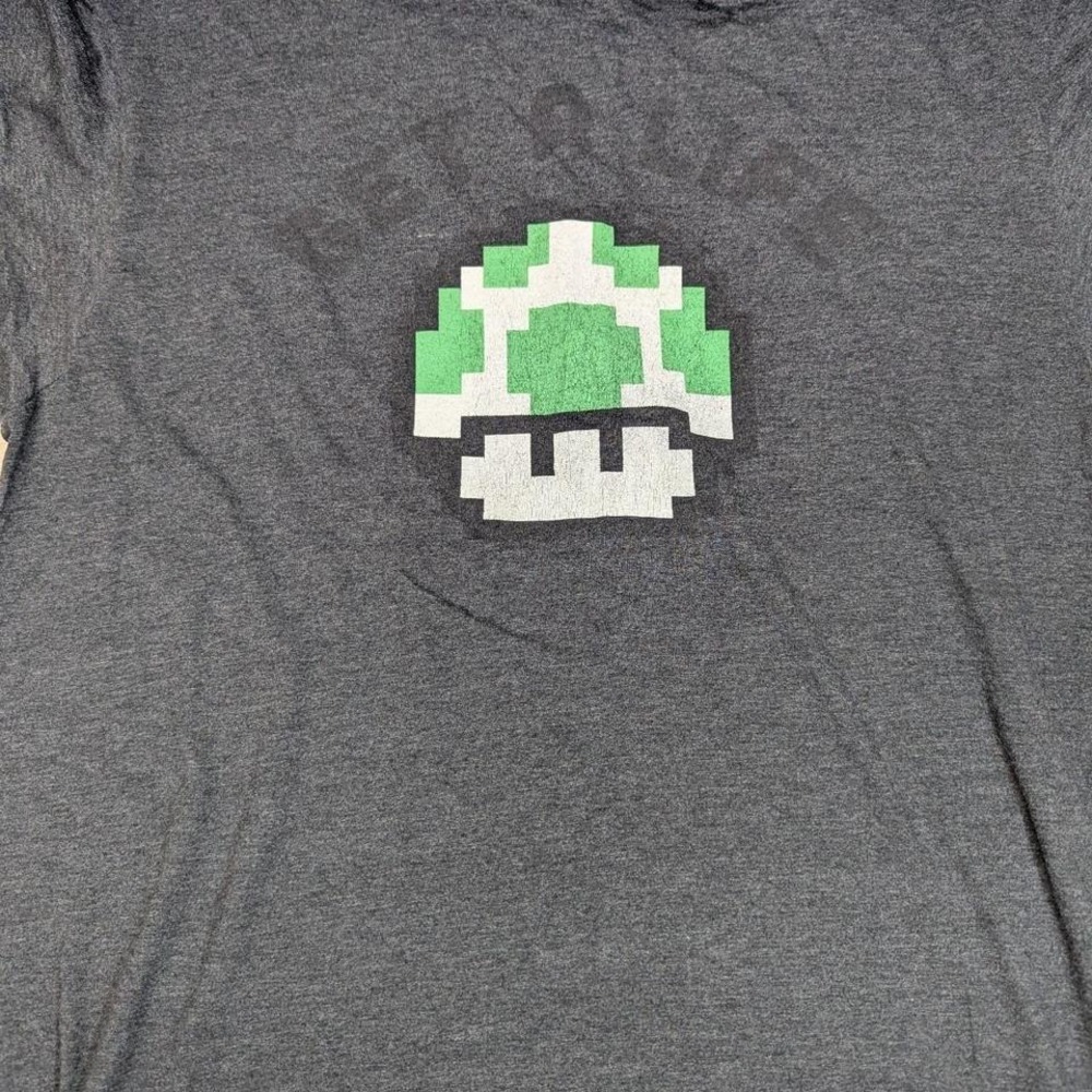 Men‎ Large Super Mario Bros grey t-shirt Get a life pixelated  green mushroom
